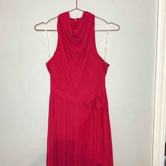 Halston Heritage Sleeveless Cowl Neck Flowy Wide Leg Jumpsuit Neon Pink size 0 - Picture 8 of 16